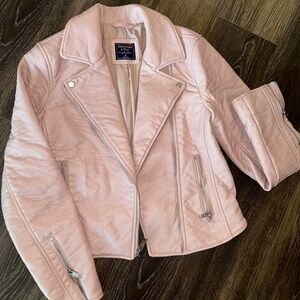 Vegan leather jacket. Blush pink. Abercrombie & Fitch. Size medium.